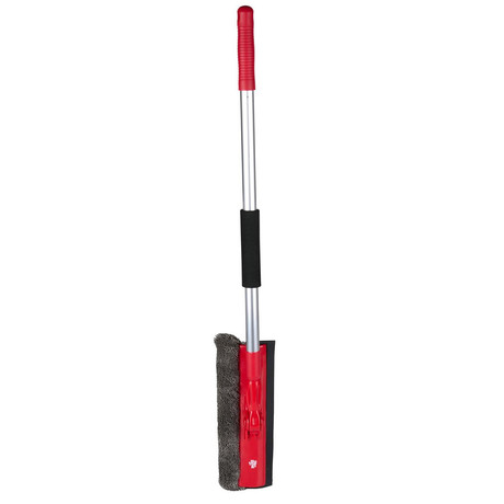 DIRT DEVIL 2V1 metla / brisalec za čiščenje stekla, strgalo, krpa, teleskopski ročaj od 68-116cm, srebrna, rdeča
