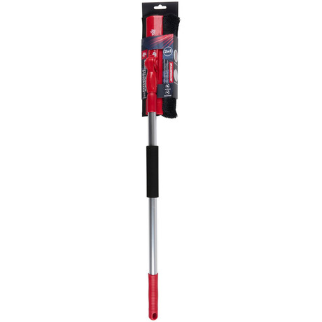 DIRT DEVIL 2V1 metla / brisalec za čiščenje stekla, strgalo, krpa, teleskopski ročaj od 68-116cm, srebrna, rdeča
