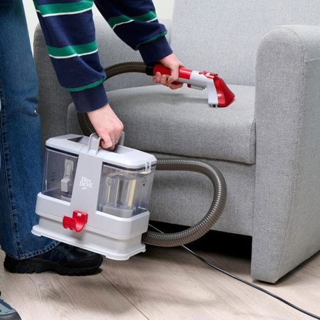 DIRT DEVIL DD1005 globinski čistilec madežev, 330W, 1.8m sesalna cev, 800ml rezervoar za vodo, ultra lahka teža, 2 nastavka, za vse vrste površin / materialov, belo-rdeč