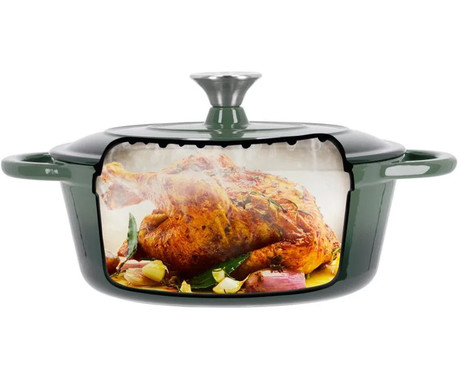 ALPINA litoželezni lonec / posoda, 5L, prevleka proti prijemanju, za vse vrste pečic in kuhalnikov, ročaji, 33x25x11cm, zelen ALPINA litoželezni lonec / posoda, 5L, prevleka proti prijemanju, za vse vrste pečic in kuhalnikov, ročaji, 33x25x11cm, zelen