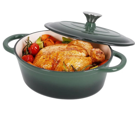 ALPINA litoželezni lonec / posoda, 5L, prevleka proti prijemanju, za vse vrste pečic in kuhalnikov, ročaji, 33x25x11cm, zelen ALPINA litoželezni lonec / posoda, 5L, prevleka proti prijemanju, za vse vrste pečic in kuhalnikov, ročaji, 33x25x11cm, zelen