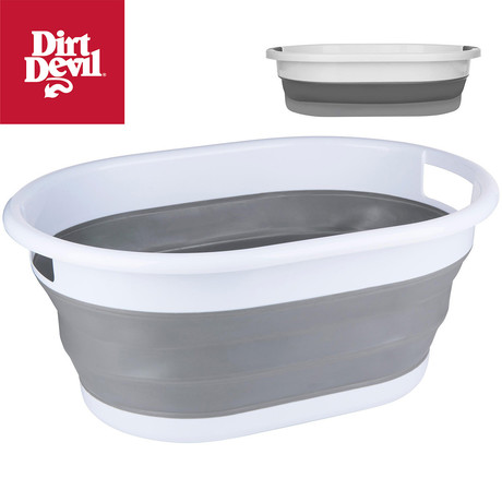 DIRT DEVIL zložljiva košara za perilo, velika prostornina, 61.5x44x27cm, zložljiva zasnova, trpežna izdelava, ultra lahka teža, bela, siva