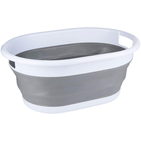 DIRT DEVIL zložljiva košara za perilo, velika prostornina, 61.5x44x27cm, zložljiva zasnova, trpežna izdelava, ultra lahka teža, bela, siva