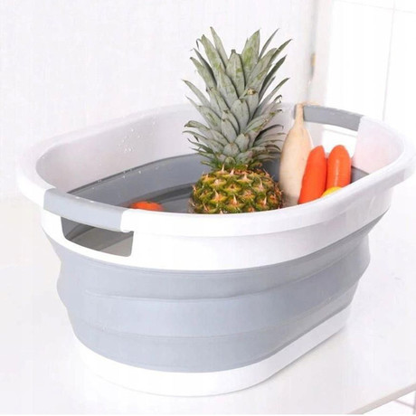 DIRT DEVIL zložljiva košara za perilo, velika prostornina, 61.5x44x27cm, zložljiva zasnova, trpežna izdelava, ultra lahka teža, bela, siva