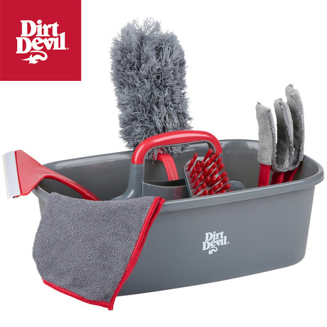 DIRT DEVIL 6V1 komplet za čiščenje površin / tal, 6 kos, ALL IN ONE, 1x vedro, 1x krpa iz mikrovlaken, 1x strgalo, 3x krtača, trpežna izdelava, črno-siv