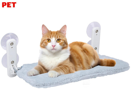 Pet Comfort postelja / viseča mreža za mačke, prostorna velikost, močna pritrditev na okna / stene, mehka površina, 52x32x10cm, siva