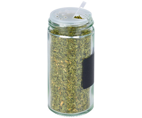 ALPINA komplet kozarcev za začimbe, 12 kos, za vse vrste začimb, steklo, pokrovi iz bambusa, sito vložki za stresanje, etikete za označevanje, kompaktna velikost, +bela kreda