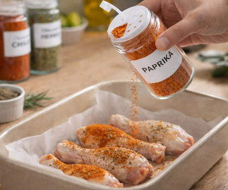 ALPINA komplet kozarcev za začimbe, 12 kos, za vse vrste začimb, steklo, pokrovi iz bambusa, sito vložki za stresanje, etikete za označevanje, kompaktna velikost, +bela kreda