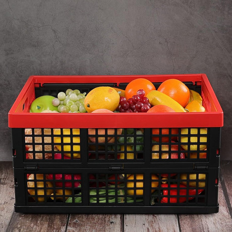 DIRT DEVIL zložljiva košara / zaboj za shranjevanje, 45L prostornina, 53x37x27cm, zložljiva zasnova, trpežna izdelava, ultra lahka teža, črna, rdeča