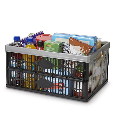 DIRT DEVIL zložljiva košara / zaboj za shranjevanje, 45L prostornina, 53x37x27cm, zložljiva zasnova, trpežna izdelava, ultra lahka teža, črna, siva