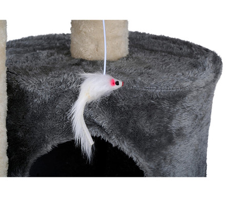 Pet Toys mačje drevo in praskalnik za mačke, 2 nivoja, za praskanje / spanje / igranje, 58x50x33cm, sivo-rjav