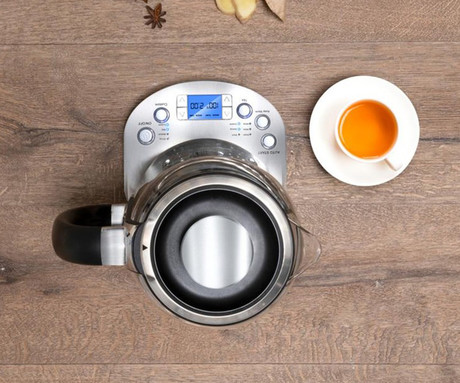 ALPINA KETTLE grelnik vode, 1.7L, 2200W, digitalni zaslon, nastavljiva temperatura, funkcija Keep Warm, varnostne zaščite, samodejni izklop, 360° podstavek, nerjaveče jeklo, +infuzer za čaj, srebrn