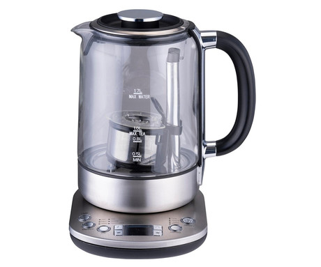 ALPINA KETTLE grelnik vode, 1.7L, 2200W, digitalni zaslon, nastavljiva temperatura, funkcija Keep Warm, varnostne zaščite, samodejni izklop, 360° podstavek, nerjaveče jeklo, +infuzer za čaj, srebrn