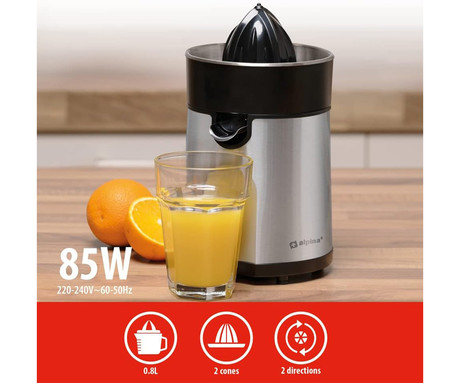 ALPINA ožemalnik citrusov / juicer, 85W, 800ml, 2 nastavka, 2 smeri delovanja, črno srebrn