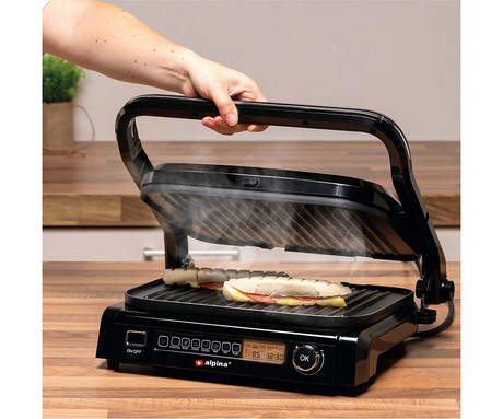 ALPINA GRILL kontaktni žar, 2100W, črno srebrn