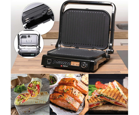 ALPINA GRILL kontaktni žar, 2100W, črno srebrn