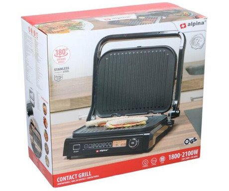 ALPINA GRILL kontaktni žar, 2100W, črno srebrn