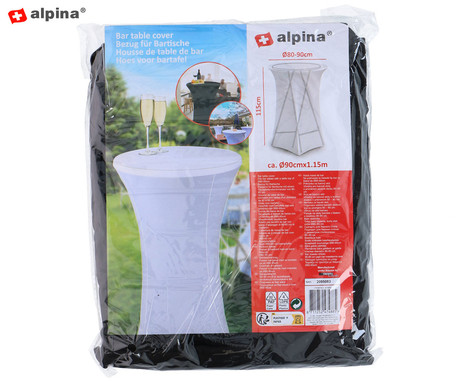 ALPINA prevleka za barsko mizo, notranja, zunanja, Ø80-90cm premer, 115cm višina, črna / bela