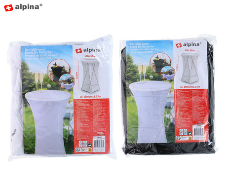 ALPINA prevleka za barsko mizo, notranja, zunanja, Ø80-90cm premer, 115cm višina, črna / bela