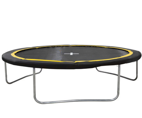DUNLOP TRAMPOLIN 244cm, premer 2.4m, zaščitna mreža višine 2m, jekleno ogrodje, zaščitene vzmeti, varnostni vhod z zadrgo, stabilne noge U-oblike, za otroke in odrasle, črno-rumen