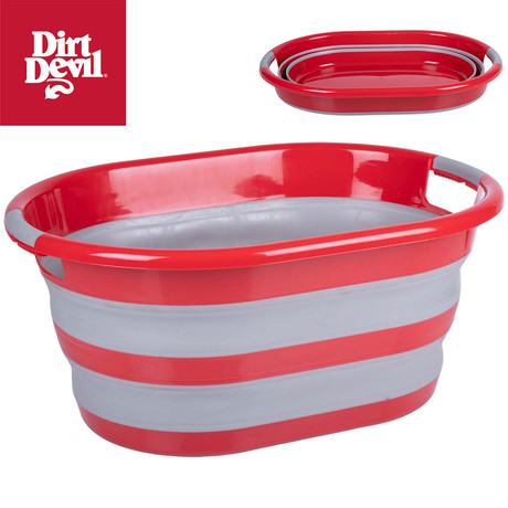DIRT DEVIL zložljiva košara za perilo, 27L prostornina, 62x45x27.5cm, zložljiva zasnova, trpežna izdelava, ultra lahka teža, rdeča, siva