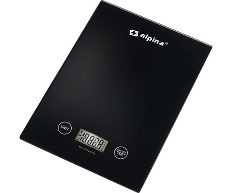 ALPINA digitalna kuhinjska tehtnica, max 5kg, LCD zaslon, funkcija TARA, samodejni izklop, črna