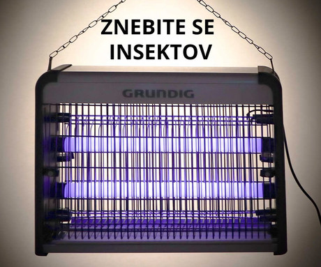 GRUNDIG INSECT LED luč / žarnica proti mrčesu, 4W, proti mrčesu / žuželkam / komarjem, električno napajanje, enostavna namestitev, nosilec za obešanje, 120cm kabel, črno-srebrna
