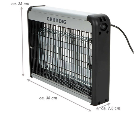 GRUNDIG INSECT LED luč / žarnica proti mrčesu, 4W, proti mrčesu / žuželkam / komarjem, električno napajanje, enostavna namestitev, nosilec za obešanje, 120cm kabel, črno-srebrna