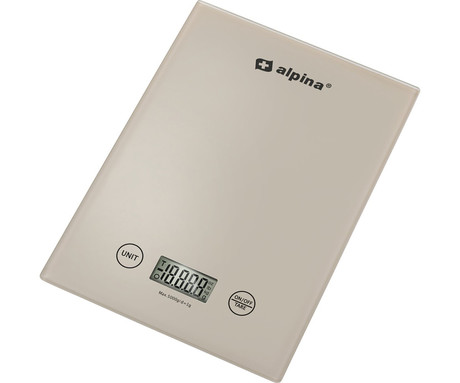 ALPINA digitalna kuhinjska tehtnica, max 5kg, LCD zaslon, funkcija TARA, samodejni izklop, bež