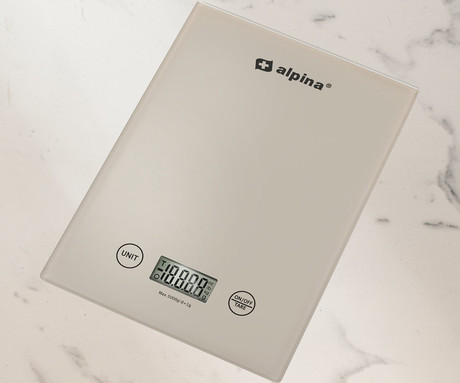 ALPINA digitalna kuhinjska tehtnica, max 5kg, LCD zaslon, funkcija TARA, samodejni izklop, bež