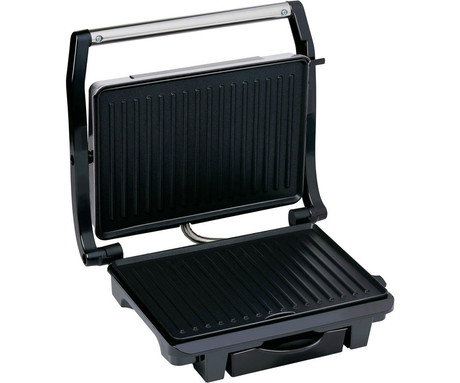 ALPINA GRILL kontaktni žar, 1000W, električni, ročaj z zaklepanjem, premaz proti prijemanju, LED indikator, 29.8x25.5x8.6cm, črno-srebrn
