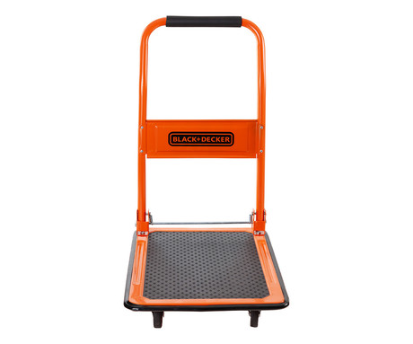 BLACK+DECKER ročni transportni voziček, zložljiv, kovinski, nosilnost do 80kg, lahka teža 5.44kg, za vse transportne potrebe, črn, oranžen