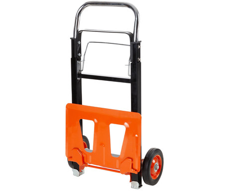 BLACK+DECKER ročni transportni voziček, zložljiv, kovinski, nosilnost do 90kg, lahka teža 4.91kg, za vse transportne potrebe, črn, oranžen