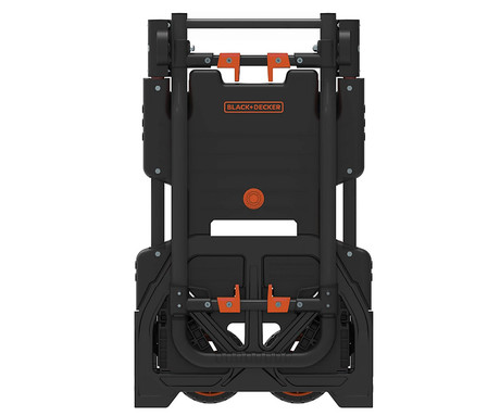 BLACK+DECKER 2V1 ročni transportni voziček, zložljiv, kovinski, nosilnost do 120kg, lahka teža 7.3kg, za vse transportne potrebe, črn, oranžen