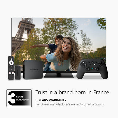 THOMSON STREAMING BOX PLUS 270 multimedijski predvajalnik / center, 4K UHD, Google TV, WiFi, Bluetooth, Dolby Vision&Atmos, Google Assistant, Chromecast, mikrofon, pametni daljinec, črn(Premium Black)