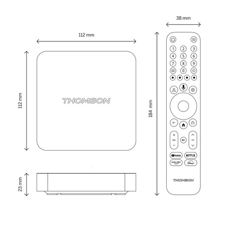 THOMSON STREAMING BOX PLUS 270 multimedijski predvajalnik / center, 4K UHD, Google TV, WiFi, Bluetooth, Dolby Vision&Atmos, Google Assistant, Chromecast, mikrofon, pametni daljinec, črn(Premium Black)
