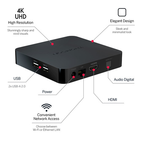 THOMSON STREAMING BOX PLUS 270 multimedijski predvajalnik / center, 4K UHD, Google TV, WiFi, Bluetooth, Dolby Vision&Atmos, Google Assistant, Chromecast, mikrofon, pametni daljinec, črn(Premium Black)