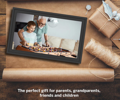 THOMSON F15 pametni digitalni foto okvir, 39.6cm (15.6"), Full HD IPS zaslon na dotik, Smart Frame aplikacija, WiFi, Android + iOS, 32GB ROM, razširljiv spomin, zvočniki, USB-A, USB-C, črn