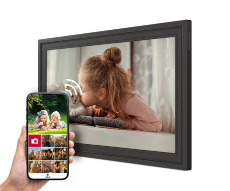 THOMSON F15 pametni digitalni foto okvir, 39.6cm (15.6"), Full HD IPS zaslon na dotik, Smart Frame aplikacija, WiFi, Android + iOS, 32GB ROM, razširljiv spomin, zvočniki, USB-A, USB-C, črn