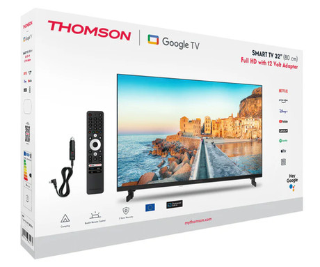 THOMSON 32FG2S15C LED TV sprejemnik, 81cm (32"), Full HD, Google TV, 220+12V napajanje, WiFi, Bluetooth, Dolby Audio, Google Assistant, Chromecast, HOTEL Mode, Frameless oblika, pametni daljinec