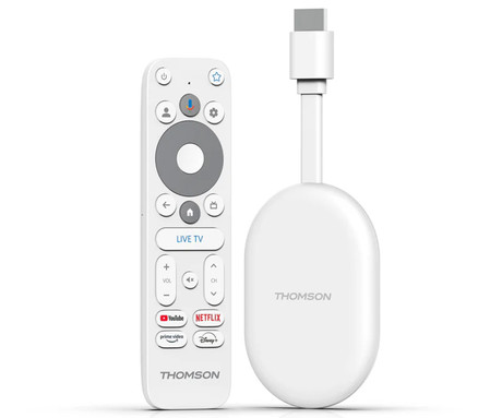 THOMSON 152 GO CAST multimedijski predvajalnik / center, 4K UHD, Google TV, 2GB + 32GB, WiFi, Bluetooth, HDR10, Dolby Atmos & Digital+, Google Assistant, Chromecast, pametni daljinec, bel (Pure White)