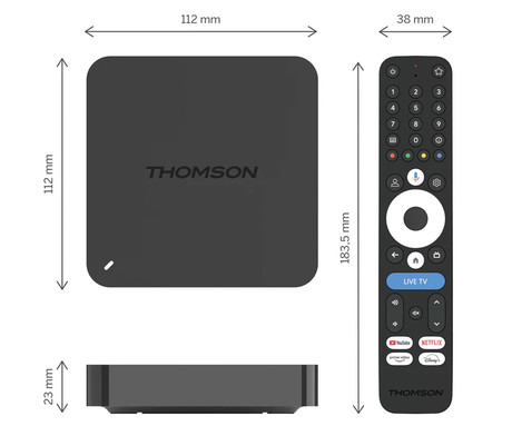 THOMSON STREAMING BOX 245 multimedijski predvajalnik / center, 4K UHD, 2GB+32GB, Google TV, WIFI, Bluetooth, Dolby Atmos & Digital+, Google Assistant, Chromecast, pametni daljinec, črn (Premium Black)