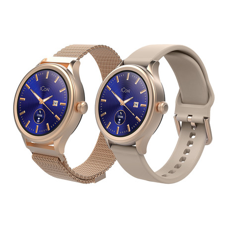 EOL - FOREVER ICON AW-100 športno elegantna pametna ura, odličen AMOLED zaslon, Bluetooth 5.0, Android +iOS, vodoodporna IP68, pink zlata (Rose Gold)