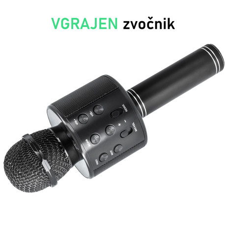 FOREVER BMS-300 Mikrofon & Zvočnik, Bluetooth, USB, microSD, AUX-in, ECHO način, modulacija glasu, KARAOKE, črn