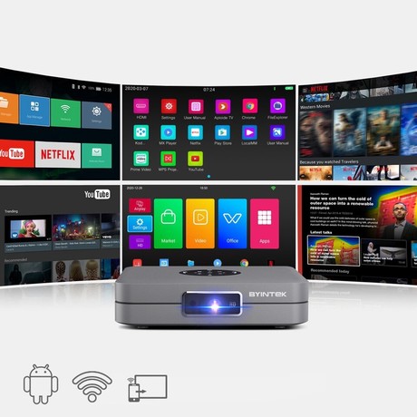 EOL - BYINTEK UFO U20 Pro mini prenosni LED projektor, Android, Wifi, vgrajen zvočnik, HD 1080P, HDMI-IN