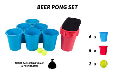 Zabavna igra Giant Bucket Beer Pong XXL, outdoor/beach, komplet 15kos