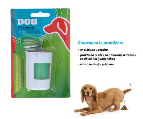 EOL - Škatlica z vrečkami za iztrebke, 20 vrečk, zaponka za nošenje, belo-zelena