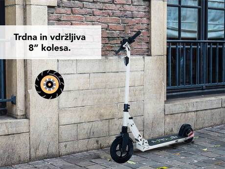 EOL - Električni skiro TREVI Velociptor SKILL ES80W, 8'', zložljiv, LED osvetlitev, LED prikazovalnik, do 25km/h, 350W, Baterija 3.6V/5Ah, Amortizer, do 120kg, bele barve