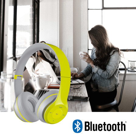 PLATINET/Freestyle FH0915GG naglavne Bluetooth slušalke + mikrofon, microSD, FM radio, AUX-in, zložljive, sivo-zelene