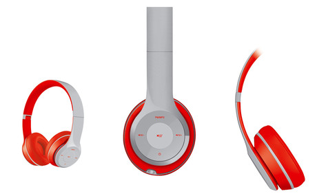 EOL - PLATINET/Freestyle FH0915GR naglavne Bluetooth slušalke + mikrofon, microSD, FM radio, AUX-in, zložljive, sivo-rdeče